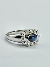 Cargar imagen en el visor de la galería, 1324: Vintage: Statement 9ct White Gold Star Sapphire Diamonds Cocktail Ring- rare and very fine example
