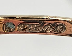 1142: Vintage: 9ct Gol Art Deco Style Garnets Geometric Set Ring- Date- Mark 1972