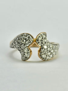 1284: Vintage: 9ct Gold Diamonds Dramatic Pave Set Cocktail Ring- sparkling beauty