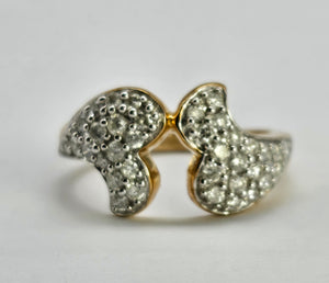 1284: Vintage: 9ct Gold Diamonds Dramatic Pave Set Cocktail Ring- sparkling beauty