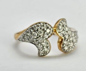 1284: Vintage: 9ct Gold Diamonds Dramatic Pave Set Cocktail Ring- sparkling beauty