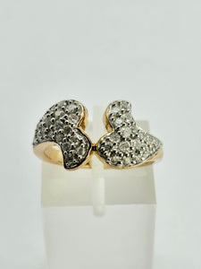 1284: Vintage: 9ct Gold Diamonds Dramatic Pave Set Cocktail Ring- sparkling beauty