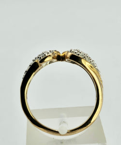 1284: Vintage: 9ct Gold Diamonds Dramatic Pave Set Cocktail Ring- sparkling beauty