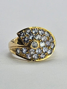 1313: Vintage: Statement 9ct Gold Violet Blue Iolites Cocktail Ring- extraordinary