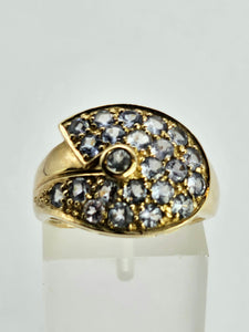 1313: Vintage: Statement 9ct Gold Violet Blue Iolites Cocktail Ring- extraordinary