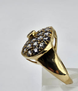 1313: Vintage: Statement 9ct Gold Violet Blue Iolites Cocktail Ring- extraordinary