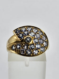 1313: Vintage: Statement 9ct Gold Violet Blue Iolites Cocktail Ring- extraordinary