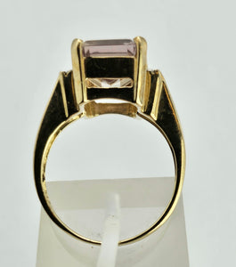 1329: Vintage: 9ct Gold Emerald Cut Ametrine Diamonds Cocktail Ring