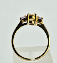 Load image into Gallery viewer, 1246: Vintage 9ct Gold Citrine &amp; Amethyst 3-Stone Straight Ring
