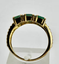 Load image into Gallery viewer, 1253: Vintage 9ct Gold Emeralds Diamonds Tiered Statement Ring- fabulous
