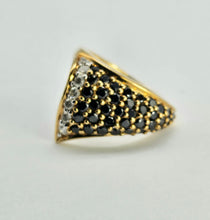 Load image into Gallery viewer, 1298::Vintage: Dramatic 9ct Gold 38 Black 7 White Diamonds Statement Ring- enchanting design
