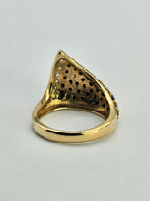 Load image into Gallery viewer, 1298::Vintage: Dramatic 9ct Gold 38 Black 7 White Diamonds Statement Ring- enchanting design
