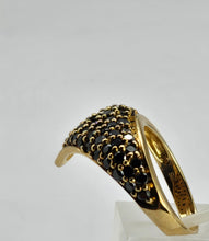 Load image into Gallery viewer, 1298::Vintage: Dramatic 9ct Gold 38 Black 7 White Diamonds Statement Ring- enchanting design
