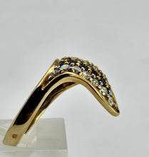 Load image into Gallery viewer, 1298::Vintage: Dramatic 9ct Gold 38 Black 7 White Diamonds Statement Ring- enchanting design

