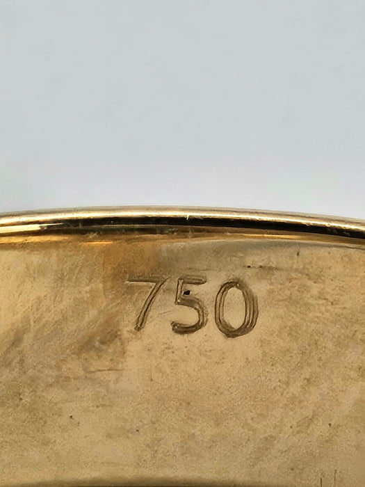 6305 Vintage: 18ct Mixed Gold Emerald Diamonds Target Ring- total statement piece unisex