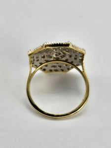 1078: Vintage: 9ct White Gold Octagonal Diamonds (1.5ct) Statement Ring- Fabulous