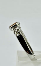 Load image into Gallery viewer, 1321: Vintage: 9ct White Gold Orange Citrine&nbsp; Openwork Shank Ring- delightful
