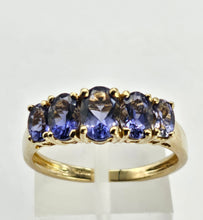 Load image into Gallery viewer, 0970: Vintage: Rare 9ct Gold Iolites 5 Stone Dress/Stacker Ring- lovely colours
