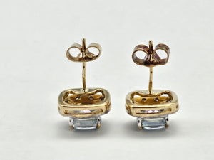 0982: Vintage: 9ct Gold Mystic Topaz 16 Diamonds Stud Earrings