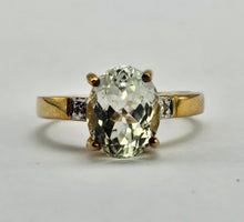 Load image into Gallery viewer, 0999: Vintage: 9ct Gold Amarillo Kunzite Diamonds Cocktail Ring- rare, lovely cut
