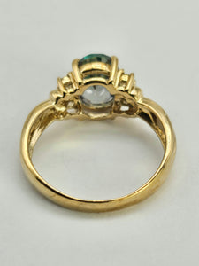 1302: Vintage: 9ct Gold Caribbean & Glacier Topaz Cocktail Ring-Lush