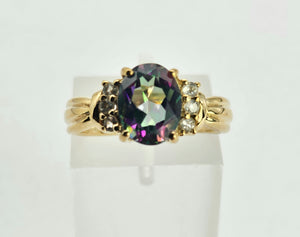 1302: Vintage: 9ct Gold Caribbean & Glacier Topaz Cocktail Ring-Lush