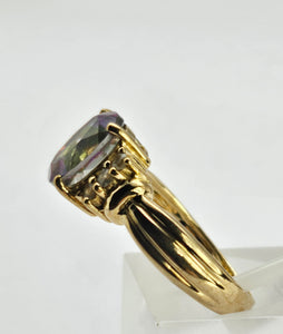 1302: Vintage: 9ct Gold Caribbean & Glacier Topaz Cocktail Ring-Lush