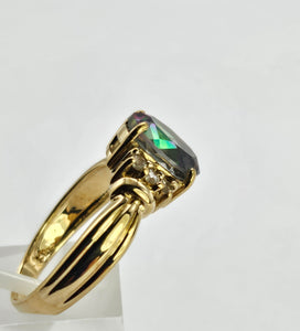 1302: Vintage: 9ct Gold Caribbean & Glacier Topaz Cocktail Ring-Lush