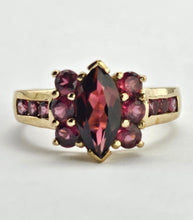 Load image into Gallery viewer, 1311: Vintage: 9ct Gold Marquise Cut Garnet Pink Tourmalines Ring-
