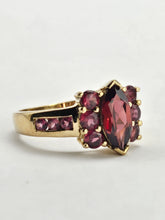 Load image into Gallery viewer, 1311: Vintage: 9ct Gold Marquise Cut Garnet Pink Tourmalines Ring-
