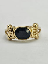 Load image into Gallery viewer, 1323: Vintage: 9ct Gold Australian Blue Sapphire Art Deco Style Ring
