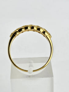 0954: Vintage: 18ct Gold 7 Rich Red Rubies 12 Diamonds Geometric Set Stacker/Dress Ring- exquisite