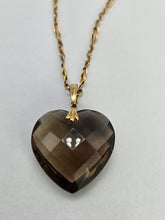 Load image into Gallery viewer, 0981 : Vintage large  heart cut cognac quartz pendant and chain- statement piece
