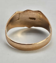 Load image into Gallery viewer, 1276:Vintage: 9ct Gold Shield Signet Ring- Date-Mark 1967 - almost 60 years
