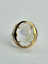 Load image into Gallery viewer, 1001: Vintage; 9ct Gold Cabochon White Moonstone Solitaire Ring- LUSH
