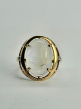 Load image into Gallery viewer, 1001: Vintage; 9ct Gold Cabochon White Moonstone Solitaire Ring- LUSH
