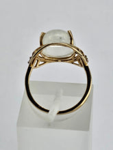Load image into Gallery viewer, 1001: Vintage; 9ct Gold Cabochon White Moonstone Solitaire Ring- LUSH

