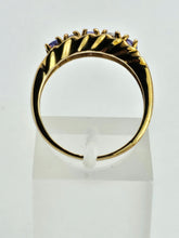 Load image into Gallery viewer, 1033: Vintage; 9ct Gold Blue Tanzanites 5 Stone Ring- simple beauty
