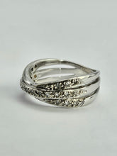 Load image into Gallery viewer, 1114: Vintage: 9ct White Gold Diamonds Crossover Dress Ring- crisp &amp; sparkling
