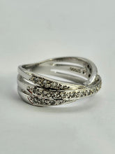 Load image into Gallery viewer, 1114: Vintage: 9ct White Gold Diamonds Crossover Dress Ring- crisp &amp; sparkling
