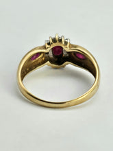 Load image into Gallery viewer, 1138: Vintage: 9ct Gold Rubies Diamonds Dress Ring- lovely design&nbsp;
