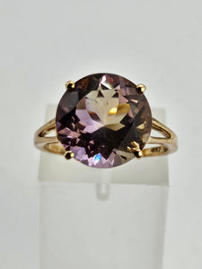 1414: Vintage; 9ct Gold Round Cut Ametrine Cocktail Ring- exquisite
