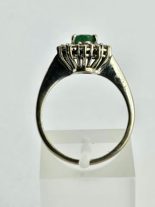 6512  Modern: 18ct White Gold Emerald & Diamond Oval Cluster Ring — From 2016