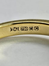 Cargar imagen en el visor de la galería, 1342: Vintage: 18ct Gold Blue Aquamarine Diamonds Dress Ring- enchanting
