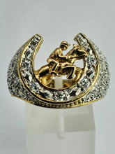Load image into Gallery viewer, 6009:Vintage 9ct Gold Simulated Diamonds Lucky  Horseshoe Statement Ring - Huge
