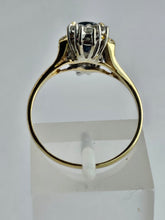 Cargar imagen en el visor de la galería, 1450: Vintage Old: 18ct Gold French Blue Sapphire 16 Diamonds Marquise Set Ring- Ooh La La!

