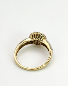 1426: Vintage: 9ct Gold Champagne White Diamonds Dress Ring- natural,, sparkling 1ct of diamonds