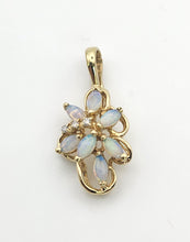 Cargar imagen en el visor de la galería, 1223: Vintage: 9ct Gold White Opals Diamonds Cluster Pendant- lovely combination
