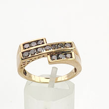 Cargar imagen en el visor de la galería, 1351: Vintage; 9ct Gold 13 Cognac Diamonds (1.ct)&nbsp; Crossover Ring- sparkling, natural diamonds
