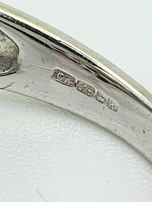1436: Vintage: 9ct White Gold Black White Diamonds Cocktail Ring-Lush